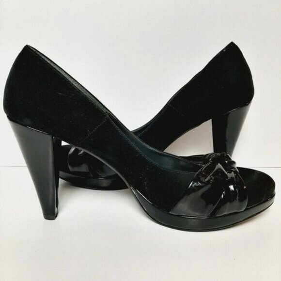 OSVALDO ROSSI Suede & Patent High Heel Pumps Sz 9 US/ Eur 40 Flawed - Picture 11 of 14